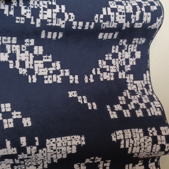 Anthropologie The Beatriz Mock Neck Sweater XL Geometric Navy Cream Soft Boho* - Picture 7 of 15